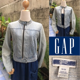 2sis1bro แบรนด์แท้ Gap แจ็คเก็ตยีนส์ ซิปหน้า คอปิด มือสอง พร้อมส่ง sz  XS