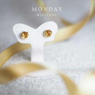 Mizuchol ต่างหูพลอยเสริมดวงวันจันทร์ Lucky me Earrings (Mon) - Citrine