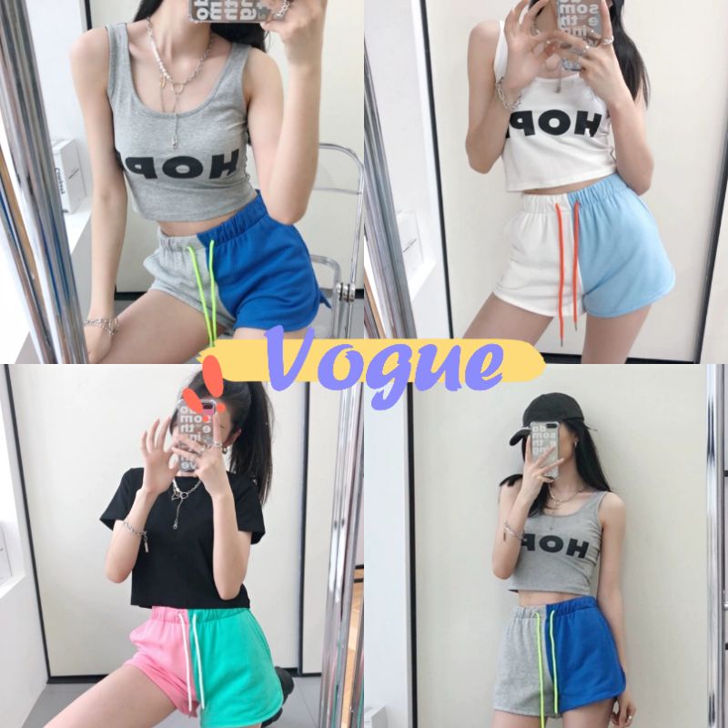 Vogue​ ​พร้อมส่ง​ ​กางเกงขาสั้น ทรูโทร สองสีน่ารักมากคิ้วๆ (KU-Twotone)​ -N 09
