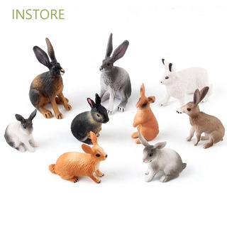 INSTORE Cute Educational Toys Realistic Rabbit Model Animal Figurine Mini Desktop Ornaments Farm Kids Gift Simulated Zoo Simulation Rabbit Home Decor