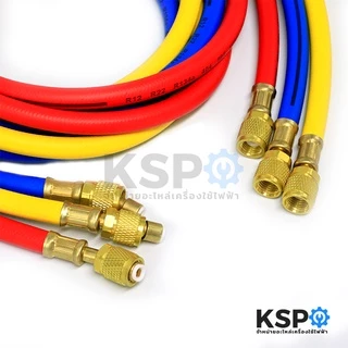สายชาร์จน้ำยาแอร์ R12 R22 R134a ยาว 72นิ้ว (180cm) 3 เส้น (แดง,เหลือง,น้ำเงิน) ทนแรงดันได้ 500-2500PSIสายเติมน้ำยา