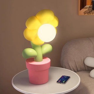 โคมไฟLEDดอกไม้ ตั้งโต๊ะ สไตล์เกาหลี วางของได้ ใช้สายusb สีพาสเทลหวานๆ น่ารักมาก