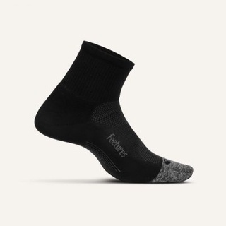 FEETURES ELITE LIGHT CUSHION QUARTER BLACK - ถุงเท้าออกกำลังกายกันแผลพุพอง