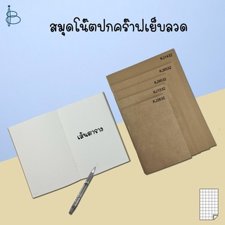 สมุดโน้ต สมุดปกคราฟท์ สมุดปกน้ำตาล — ขนาด A4/A5/B6/ตัด8/ตัด9 • เส้นตาราง/เส้นกริด •