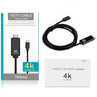 ็Cable HDTV 4K ULTRA HD type-c to hdmi สายยาว 1.8m รุ่น 9572