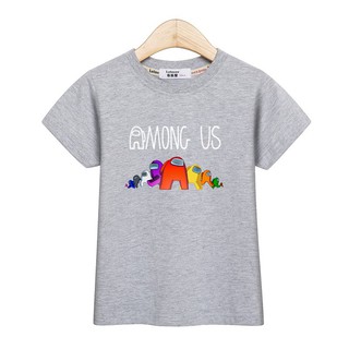 ™☑เสื้อยืด ผ้าฝ้าย แขนสั้น ลายเกม Among us สำหรับเด็กผู้ชาย