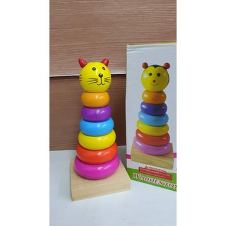 Wooden toysของเล่นไม้ เกมWOODEN TOYS SEVEN COLOR FROG TOWER