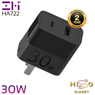 ZMI HA722 (AP003) หัวชาร์จ 2 พอร์ต จ่ายไฟสูงสุด 30W รองรับ PD l QC3.0 ขนาดเล็กพกพาง่าย-2Y