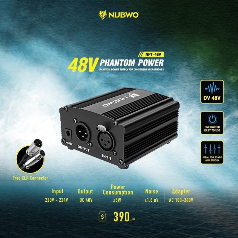 NUBWO PHANTOM POWER 48V แฟนท่อมพาวเว่อร์ไมค์ BM800