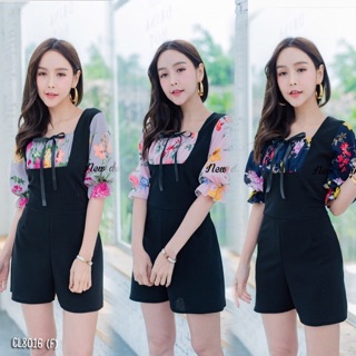 Playsuit เพลล์สูทขาสั้นแขนพองปลายแขนจั้ม