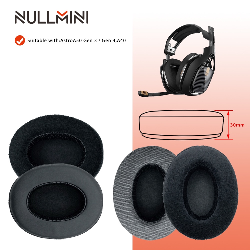 NullMini เปลี่ยนแผ่นรองหูฟังสําหรับ Astro A50 Gen 3, Gen 4, A40 หูฟังหนังกํามะหยี่ Velour หูฟัง Earm