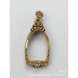 WES5Brass Wessuwan amulet casing 21x33mm กรอบทองเหลือง เวสสุวรรณ5