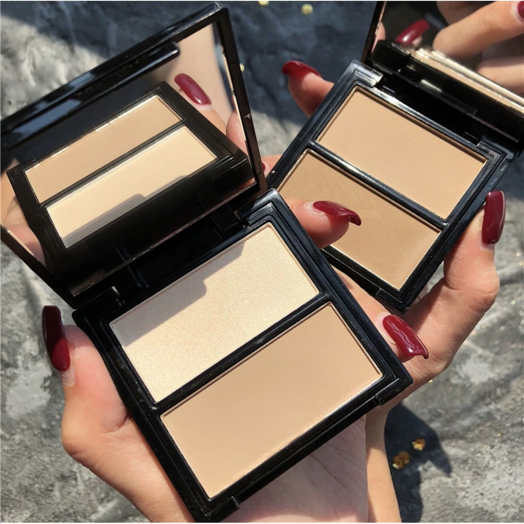 NOVO 5369 โนโวเฉดดิ้ง ไฮไลท์ บรอนเซอร์ คอนทัวร์หน้าเรียวดูมีมิติ แบบตลับ 2 สี พร้อมกระจกในตัว กันน้ำ ตินทนนาน