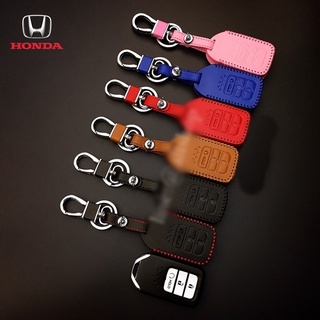 ซองหนังแท้ ใส่กุญแจรีโมทรถยนต์ รุ่นสีสัน Honda Civic Hatchback 2017-21 Smart Key 3 ปุ่ม