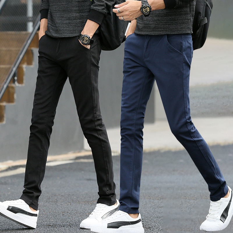 ผ้าฝ้าย Slack Lelaki สีทึบ Seluar Lelaki สีดํา Slim Fit กางเกงขายาวผู้ชายกางเกง Slack กางเกงผู้ชาย C