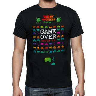 เสื้อยืด พิมพ์ลาย Viral Invaders Game Over Retro Game Parody สวมใส่สบาย สําหรับผู้ชายSize S-5XL