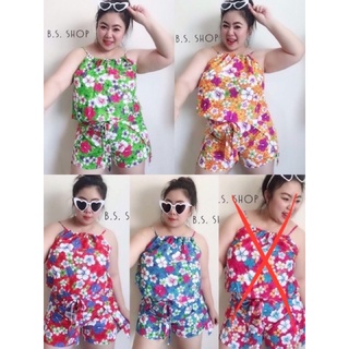 🌟พร้อมส่ง🌟 Bigsize ชุดลายดอกวันสงกรานต์ ชุดเซ็ทไซส์ใหญ่