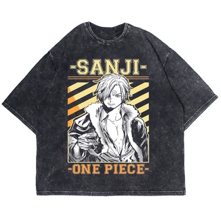 เสื้อยืดแขนสั้น พิมพ์ลายอนิเมะ SANJI WASHING VINTAGE ขนาดใหญ่ สําหรับผู้ชาย