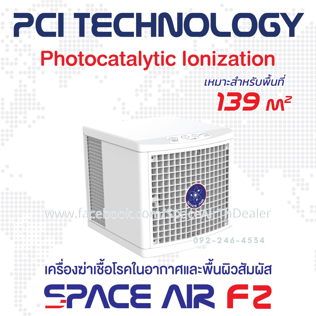 เครื่องฟอกอากาศในบ้านไม่ต้องเปลี่ยนไส้กรอง SPACE AIR F2 เทคโนโลยี PCI กำจัดฝุ่น pm 2.5 เชื้อโรคในอากาศและพื้นผิวสัมผัส