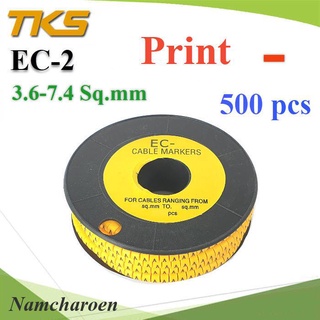 ..เคเบิ้ล มาร์คเกอร์ EC2 สีเหลือง สายไฟ 3.6-7.4 Sq.mm. 500 ชิ้น (พิมพ์ ลบ บวก L N G) NC