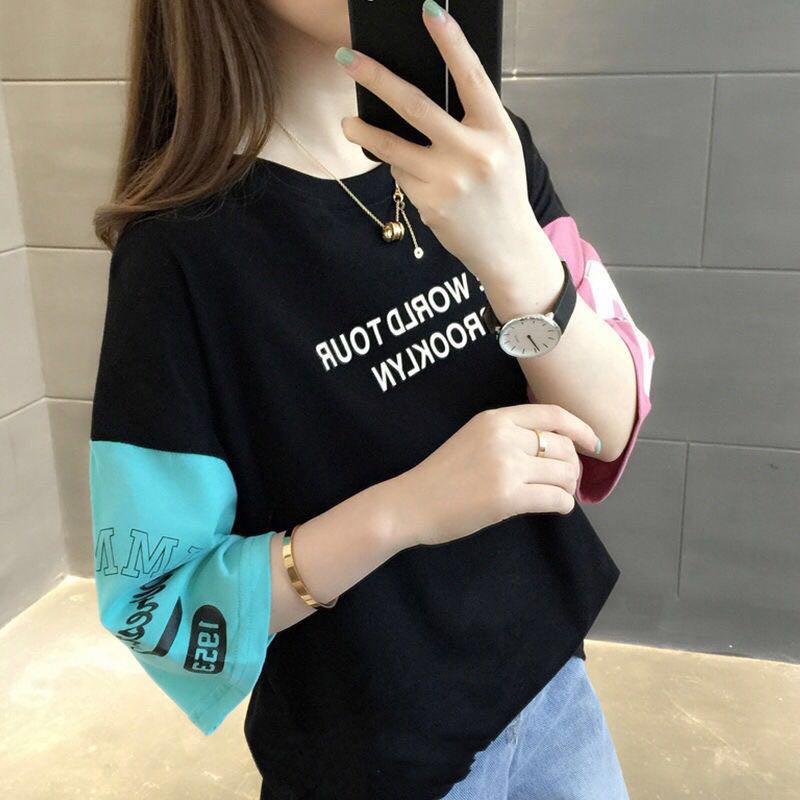 SUNDAY2020 เสื้อยืดแนวใหม่แต่งแขนสี สไตล์วินเทจแมทช์กับขาสั้นขายาว ไม่ควรพลาด
