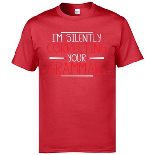 เสื้อยืดคอกลม ผ้าฝ้าย พิมพ์ลาย Im Silently Correcting Your Grammar สไตล์เรโทร สําหรับผู้ชายS-5XL