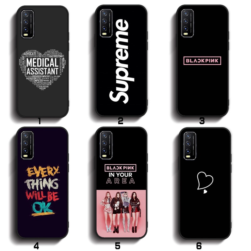 Black Softcase VIVO Y31 Y51 2021 Y53 V7 Plus V3 Max X50 pro Anticrack Casing คุณภาพสูง TPU cover Ful