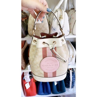 (ผ่อน0%)🚩10เดือน พร้อมส่งCOACH DEMPSEY DRAWSTRING BUCKET BAG แท้100%