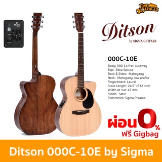 Ditson Guitars 000C-10E Acoustic Guitar 000 Cutaway กีต้าร์โปร่งไฟฟ้า กีต้าร์อะคูสติกไฟฟ้า