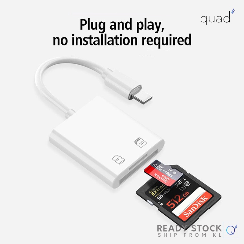 Plug & Play iP Light.ning to SD Card Reader / Micro SD TF Card Reader OEM