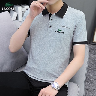 พร้อมส่ง ! Lacoste เสื้อโปโล แขนสั้น ผ้าฝ้ายแท้ แฟชั่นใหม่ สําหรับผู้ชาย