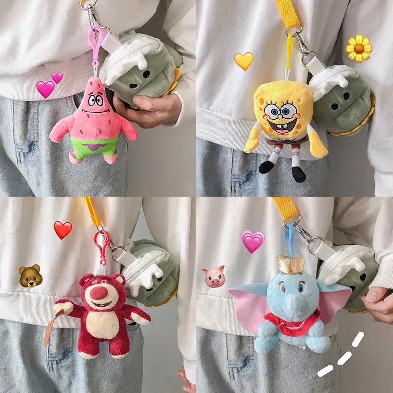 มีลายสี พวงกุญแจตุ๊กตา พวงกุญแจห้อยกระเป๋า ตุ๊กตาญี่ปุ่น ของขวัญ นุ่มนิ่ม ลายการ์ตูนน่ารัก สไตล์เกาหลี