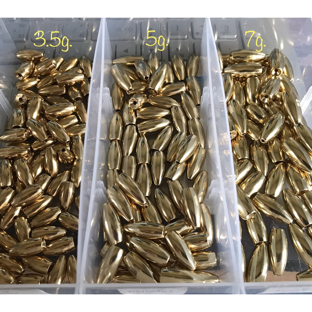 ตะกั่วทองเหลือง (แบ่งขาย) ตะกั่วเท็กซัส Texas rig ทรงสวยสุดๆ 1.8g / 3.5g. / 5g. / 7g