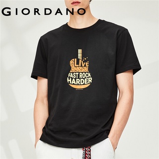 เสื้อผ้ามีสไตล์LL Street Giordano Men เสื้อยืดแขนสั้นผ้าฝ้ายพิมพ์ลายธีมดนตรี Free Shipping 01081381 สไตล์ใหม่รหัสเต็มS-3