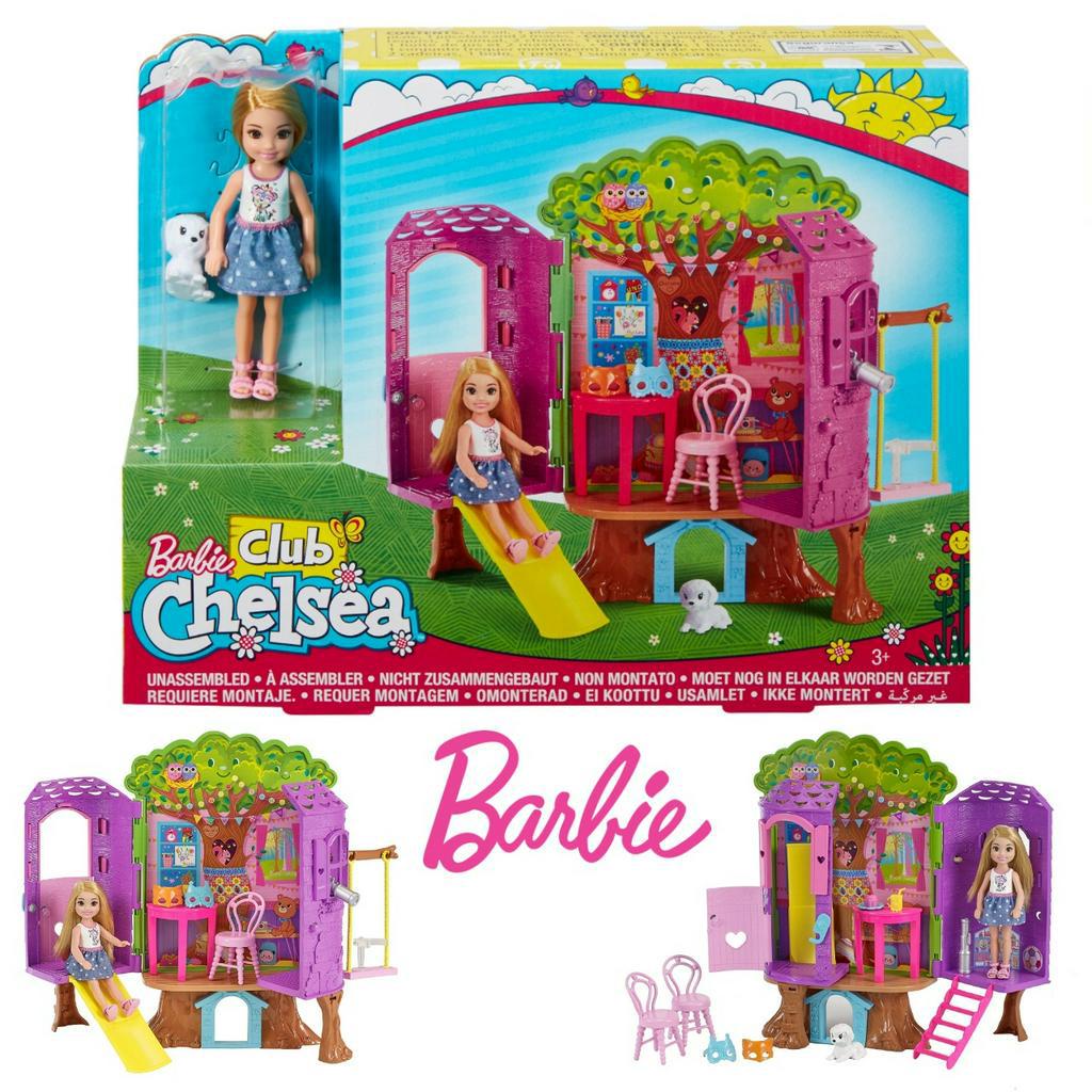 BARBIE CLUB CHELSEA ตุ๊กตาบาร์บี้ chelsea Doll And Treehouse Playset บ้านตุ๊กตา ตุ๊กตา FPF83