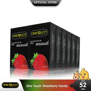 Onetouch Strawberry ถุงยางอนามัย หอมกลิ่นสตรอเบอรี่ ผิวเรียบ ขนาด 52 มม. บรรจุ 12 กล่อง (144 ชิ้น)