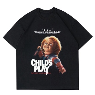 เสื้อยืดสีขาวเสื้อยืด พิมพ์ลาย PLAY FILM HORROR CHUCKY สําหรับเด็ก | เสื้อยืด พิมพ์ลายหนังสยองขวัญ สไตล์วินเทจ | เสื้อยื