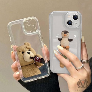 เคสโทรศัพท์มือถือ ซิลิโคนนิ่ม TPU ใส กันรอยเลนส์กล้อง ลายหมี สําหรับ Samsung A30 A20 A10 A11 A12 M11 A52 A50 A03 A71 A31 A20S A10S A53 A72 A02 A73 A22 A33 A23 A13 A51 A32