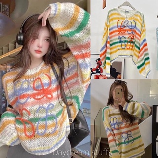 💫พร้อมส่ง💫LW sweater - สเวตเตอร์ ไหมพรม กันหนาว เสื้อแขนยาวไหมพรม งานถัก ทั้งตัว สีสัน สีรุ้ง สุดฮิต ต้องมีติดตู้นะคะ