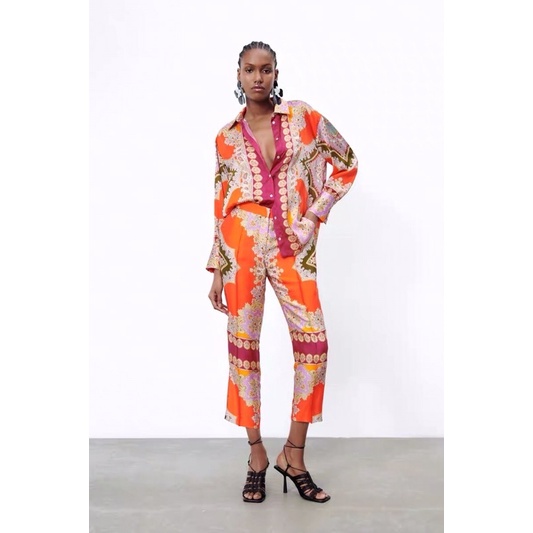 (orange)Gypsy Zazara Set (orange) เซ็ทกราฟฟิกลายเก๋สีส้มป้าย YPY