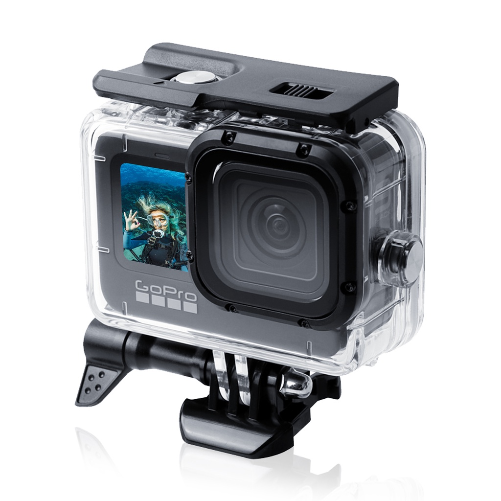 เคสหน้าจอสัมผัส กันน้ํา 60 เมตร 196 ฟุต สําหรับ Go Pro Hero 10 9 สีดํา