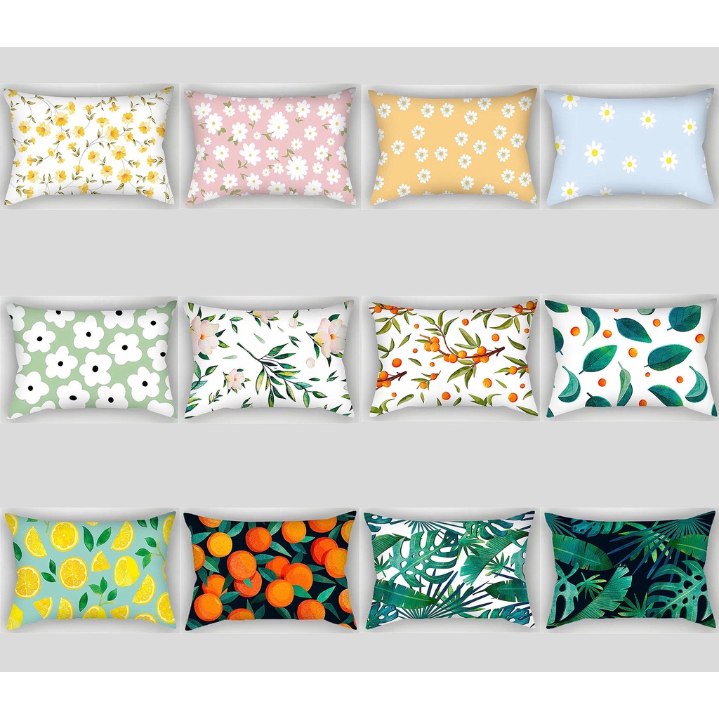 <พร้อมส่ง>ปลอกหมอนอิง ลายดอกไม้ ขนาด 30*50.40*60.ปลอกหมอนโซฟา ทรงสี่เหลี่ยมผืนผ้า