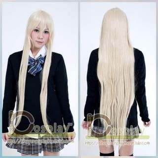 วิกผมยาวตรง100cm​ สีบลอนด์​ wig blond long(พร้อมส่ง)​