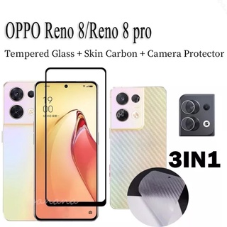 3in1 OPPO Reno8 Reno8Z Reno8Pro ฟิล์มเลนส์กล้อง + ฟิล์มกระจกเต็มจอ+ ฟิล์มหลัง ฟิล์มกันกระแทกขอบดำ