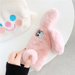 Cartoon Plush Case Samsung Galaxy A51 A71 A50S A30S A70 A50 A30 A20 A10 เคสมือถือ Soft TPU hand warmer rabbit เคสป้องกัน