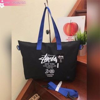 Stussy Black 2 Way Tote Shoulder Bag ของแท้ ราคาถูก