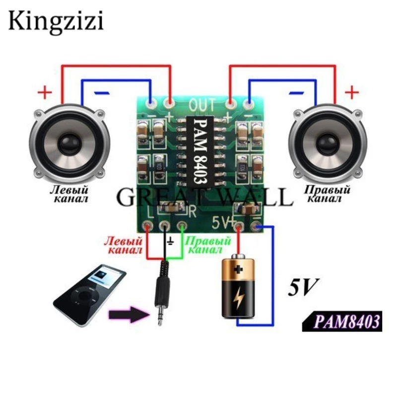 Pam 8403 Class D บอร์ดขยายเสียง พลังงานสูง ชนิด Usb 2x3 วัตต์ 2.5~5 โวลต์