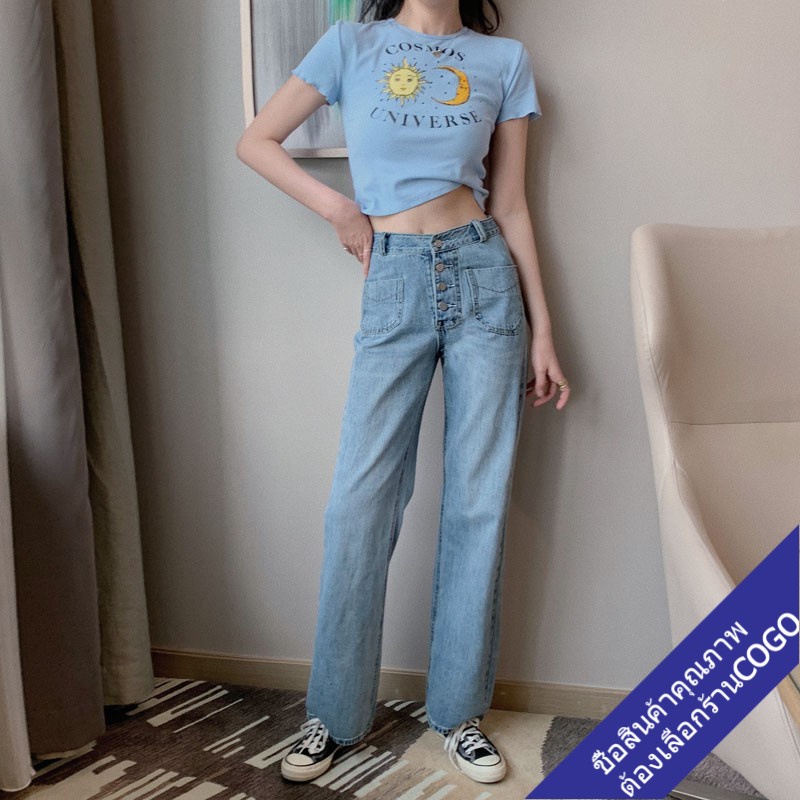 COGOพร้อมส่ง เสื้อครอปเอวลอยรัดรูป เสื้อผ้าแฟชั่นผู้หญิง รูปที่ 7