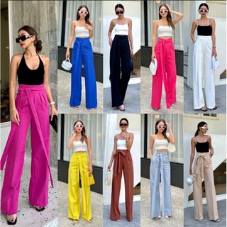 Rosaline bowty high-waist pant กางเกงขายาวทรงกระบอก ปั๊วะปังที่สุดในดวงใจมากค่ะแม่ แต่งดีเทลสวยสุดกับการผูกเอวด้านข้าง