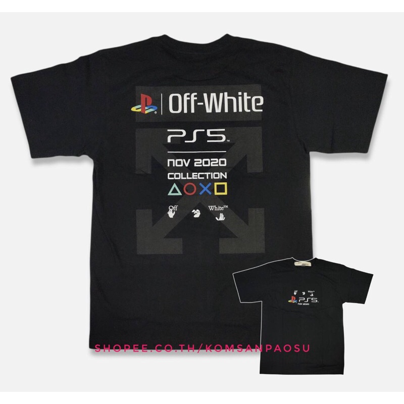 เสื้อยืดโอเวอร์ไซส์ เสื้อยืด offwhite x ps5 nov 2020 collection เปสเตชั่น5 S-4XL